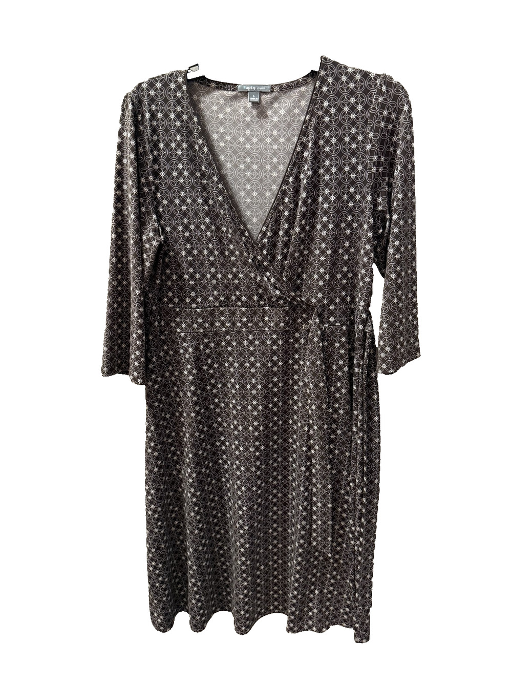 Apt 9 Faux Wrap Dress size L Geometric print Scholarly Tailored vintage